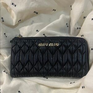 Miu Miu Black Quilted Leather Wallet WORN Preowned